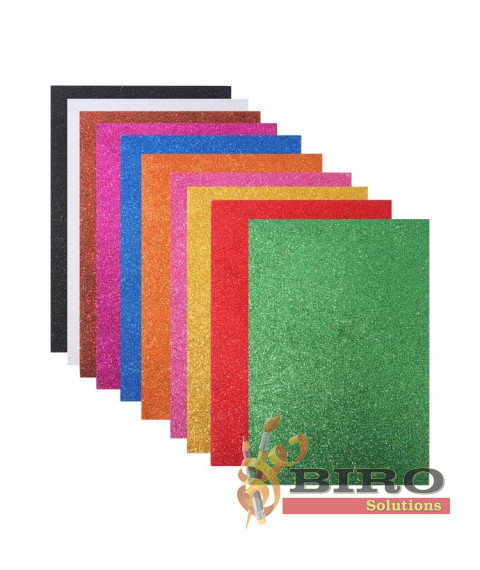 Foamiran EVA cu sclipici, 1.8 mm, set 10 culori, Foska HM2001G