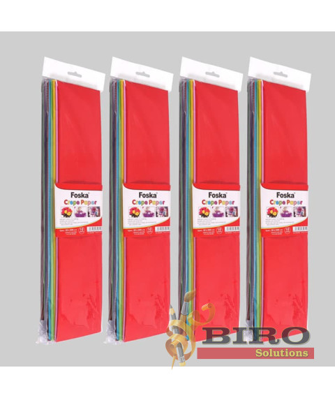Set hârtie creponată, 10 culori, 50 × 200 cm, Foska HM6002