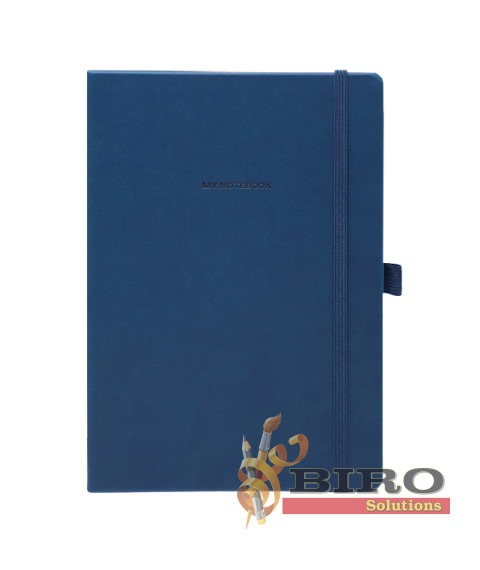 Agendă nedatată A5 cu pătrățele, 96 foi, IDEE, copertă tare cu elastic, Denim Blue