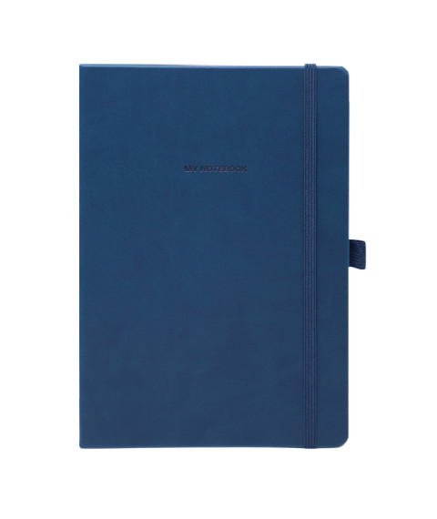 Agendă nedatată A5 cu pătrățele, 96 foi, IDEE, copertă tare cu elastic, Denim Blue