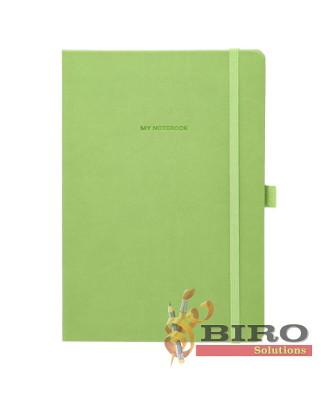 Agendă nedatată A5 cu pătrățele, 96 foi, IDEE, copertă tare cu elastic, Olive Green