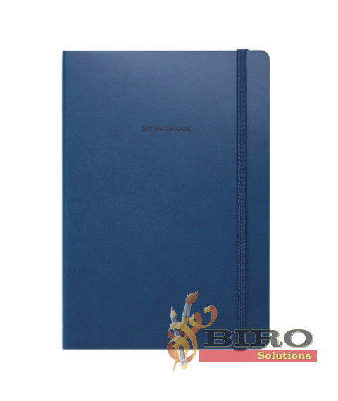 Agendă nedatată A5 pătrățele, 96 foi, IDEE DENIM BLUE, copertă flexibilă cu elastic