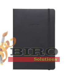 Agendă nedatată A5 pătrățele, 96 foi, IDEE OBSIDIAN BLACK, copertă flexibilă cu elastic
