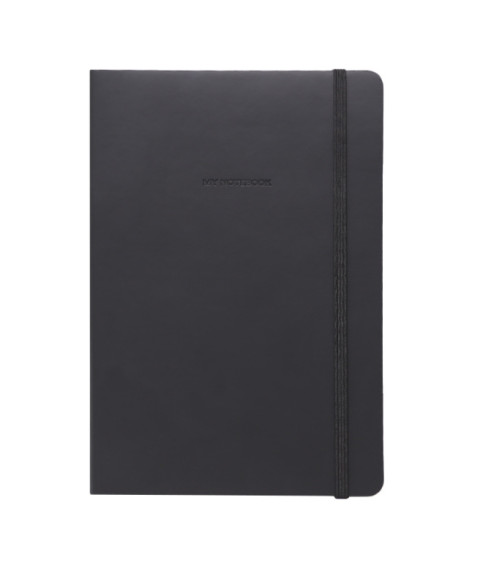 Agendă nedatată A5 pătrățele, 96 foi, IDEE OBSIDIAN BLACK, copertă flexibilă cu elastic