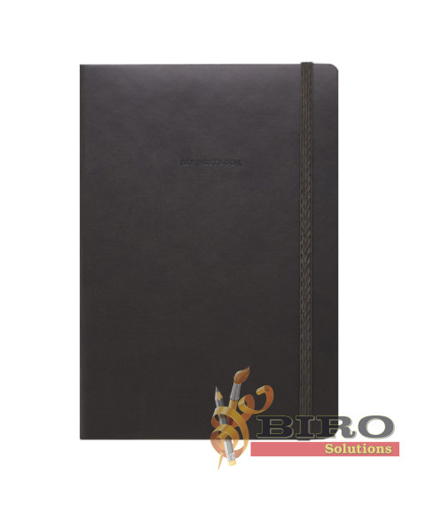 Agendă nedatată A5 cu pătrățele, 96 foi, IDEE, copertă flexibilă cu elastic, Intense Grey