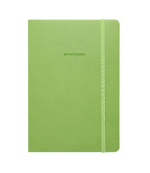 Agendă nedatată A5 pătrățele, 96 foi, IDEE OLIVE GREEN, copertă flexibilă cu elastic