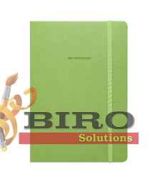 Agendă nedatată A5 pătrățele, 96 foi, IDEE OLIVE GREEN, copertă flexibilă cu elastic