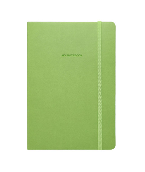 Agendă nedatată A5 pătrățele, 96 foi, IDEE OLIVE GREEN, copertă flexibilă cu elastic