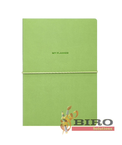Agendă nedatată A5 săptămână/linie, 106 foi, IDEE, copertă flexibilă cu elastic, Olive Green