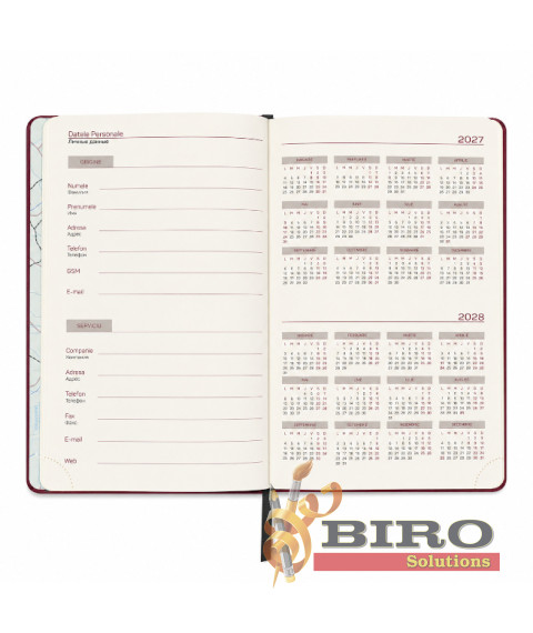 Agendă A5 2027 IDEE Standard „Deep Burgundy”