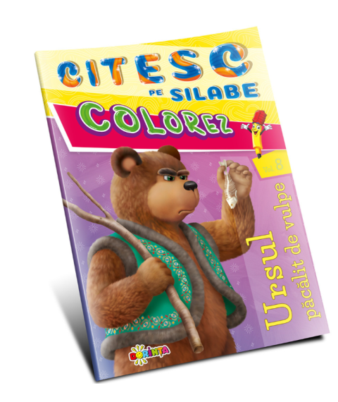 Citesc pe silabe. Colorez. Ursul păcălit de vulpe (Vol. 8)