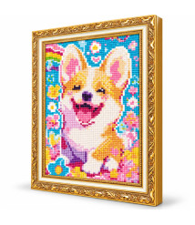 Mozaic cu diamante 20x30 cm Corgi fericit