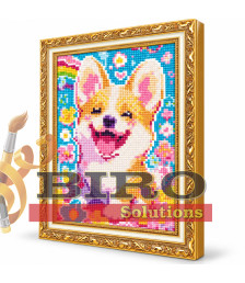Mozaic cu diamante 20x30 cm Corgi fericit