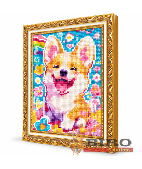 Mozaic cu diamante 20x30 cm Corgi fericit