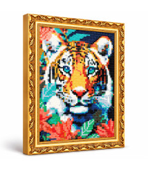 Mozaic cu diamante 20x30 cm Tigru cu ochi albaștri
