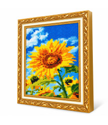 Mozaic cu diamante 20x30 cm Floarea-soarelui și cer albastru
