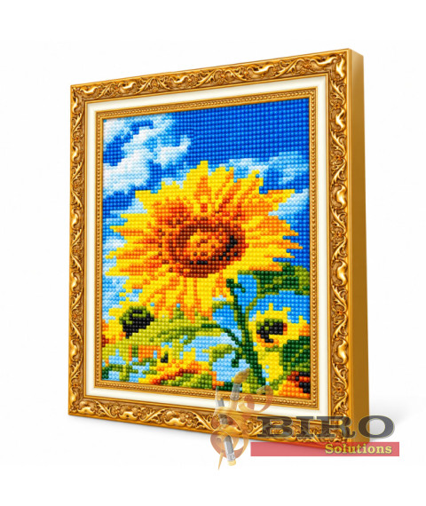 Mozaic cu diamante 20x30 cm Floarea-soarelui și cer albastru