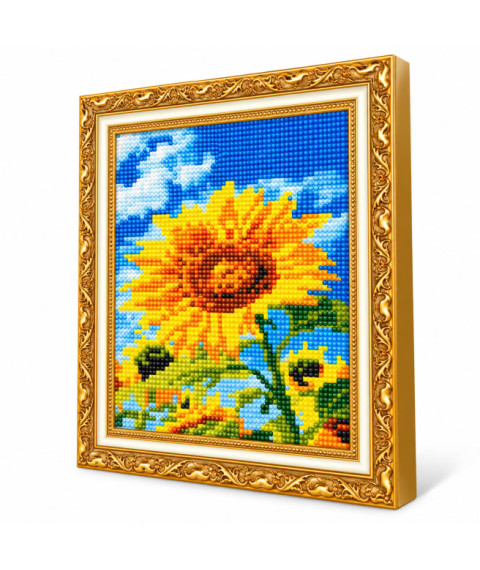 Mozaic cu diamante 20x30 cm Floarea-soarelui și cer albastru