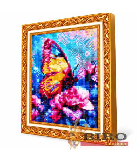 Mozaic cu diamante 20x30 cm Fluture frumos pe trandafir