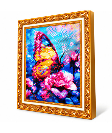 Mozaic cu diamante 20x30 cm Fluture frumos pe trandafir