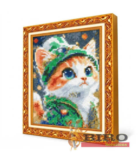 Mozaic cu diamante 20x30 cm Pisicuță cu căciuliță