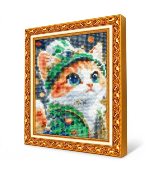 Mozaic cu diamante 20x30 cm Pisicuță cu căciuliță