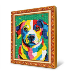 Mozaic cu diamante Cățel multicolor, 20x30 cm