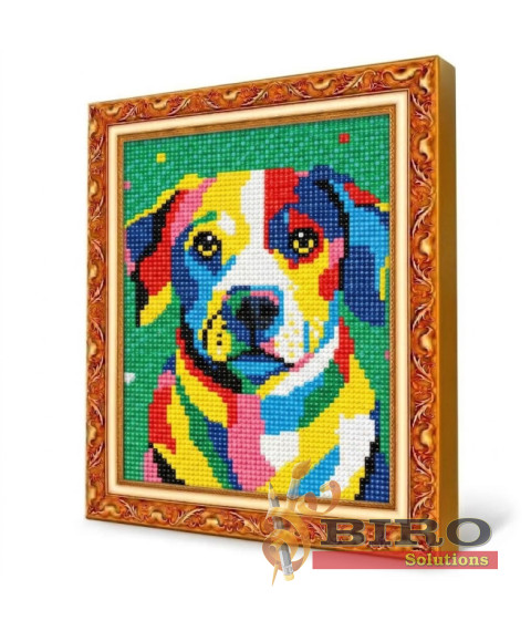 Mozaic cu diamante Cățel multicolor, 20x30 cm
