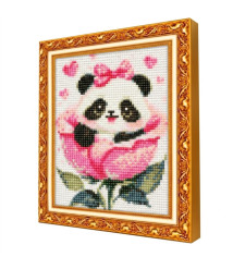 Mozaic cu diamante 20x30 cm Panda mică în floare
