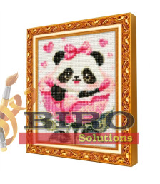 Mozaic cu diamante 20x30 cm Panda mică în floare