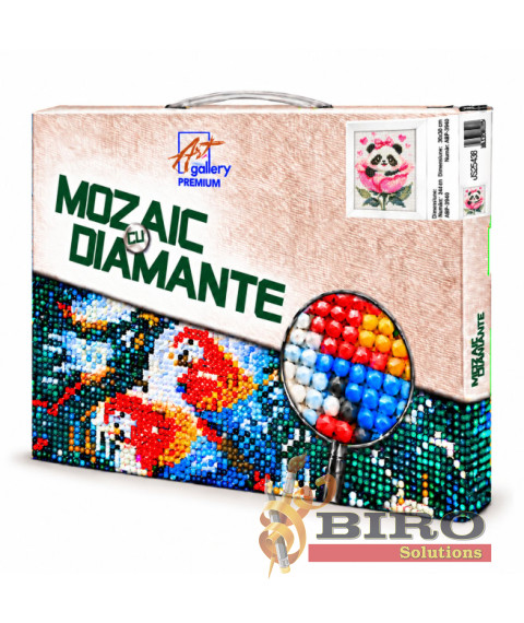 Mozaic cu diamante 20x30 cm Panda mică în floare