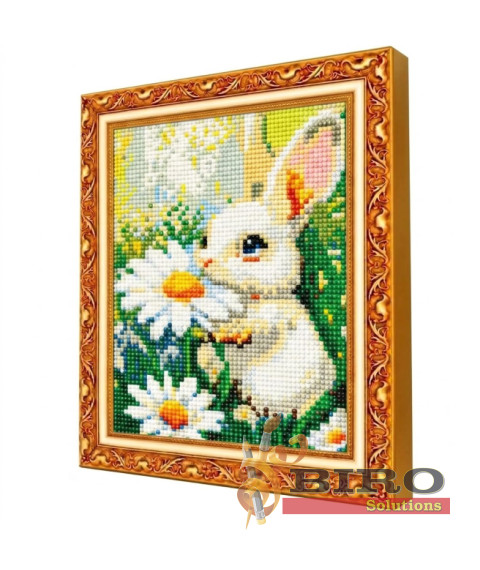 Mozaic cu diamante 20x30 cm Iepure printre flori