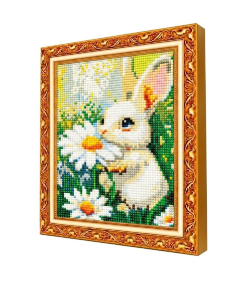 Mozaic cu diamante 20x30 cm Iepure printre flori