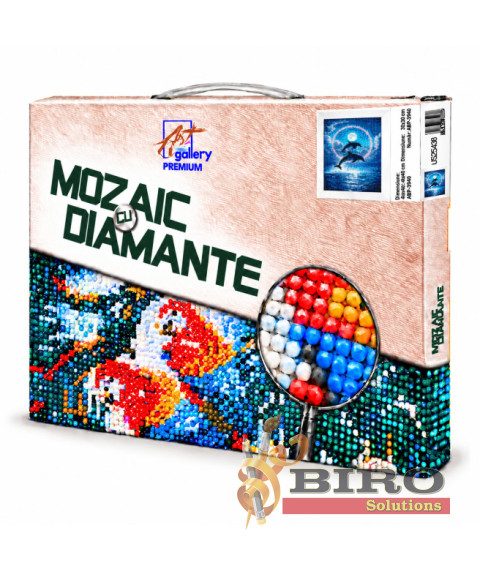Mozaic cu diamante 20x30 cm Delfini la lună plină