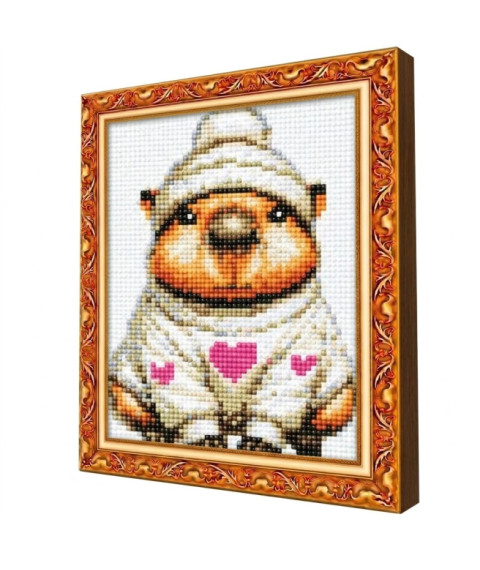 Mozaic cu diamante 20x30 cm Capibara cu căciuliță