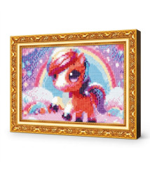 Mozaic cu diamante 20x30 cm Căluț cu coamă curcubeu