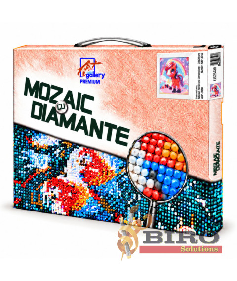 Mozaic cu diamante 20x30 cm Căluț cu coamă curcubeu