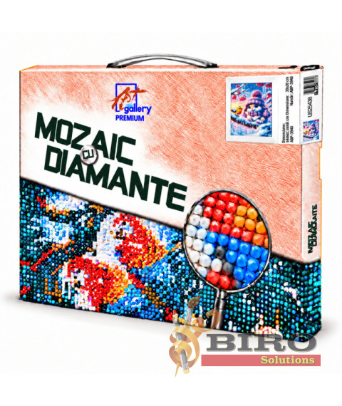 Mozaic cu diamante 20x30 cm Iepuraș și pasăre pe ramură de iarnă