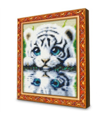 Mozaic cu diamante 20x30 cm Pui de tigru alb