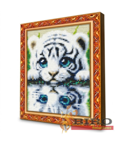 Mozaic cu diamante 20x30 cm Pui de tigru alb