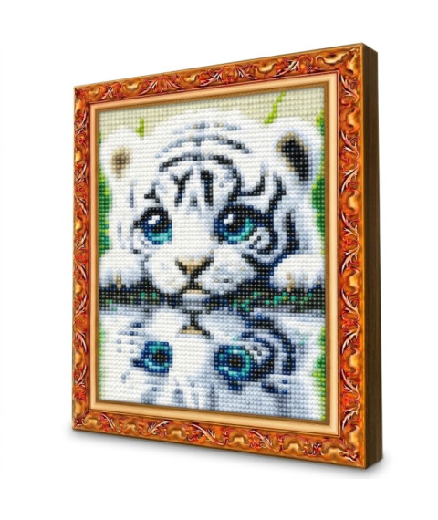 Mozaic cu diamante 20x30 cm Pui de tigru alb