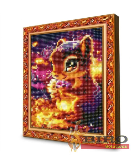 Mozaic cu diamante 20x30 cm Veveriță cu flori