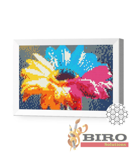 Mozaic cu diamante 20x30 cm Gerberă curcubeu