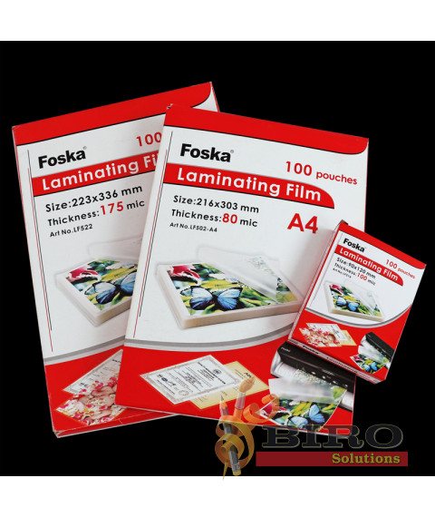 Peliculă pentru laminare A4, 80 microni, 100 buc, Foska LF502
