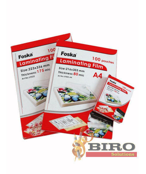 Peliculă pentru laminare A4, 80 microni, 100 buc, Foska LF502