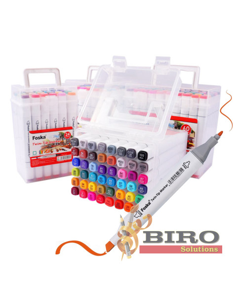 Set 36 markere profesionale, două vârfuri 1 mm și 7 mm, Foska MK5002