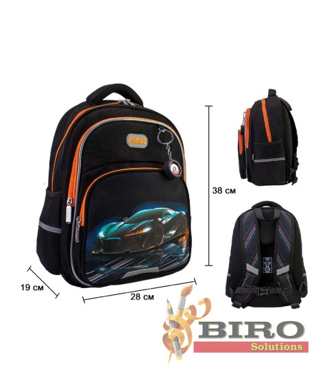 Ghiozdan ortopedic 15" CAR-SPORT, negru, 145–175 cm, MX85431