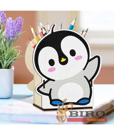 Suport pentru pixuri cu mozaic, Pinguin