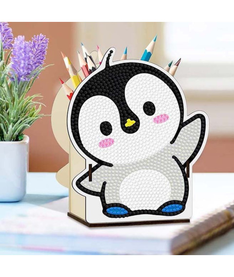 Suport pentru pixuri cu mozaic, Pinguin