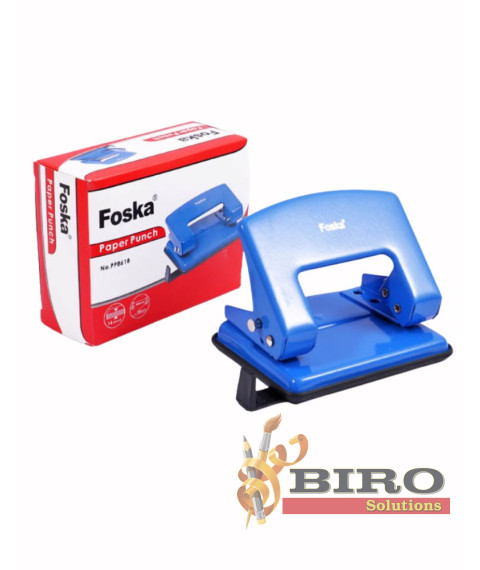 Perforator metalic de birou, 2 găuri, 16 coli, albastru, Foska PP8618